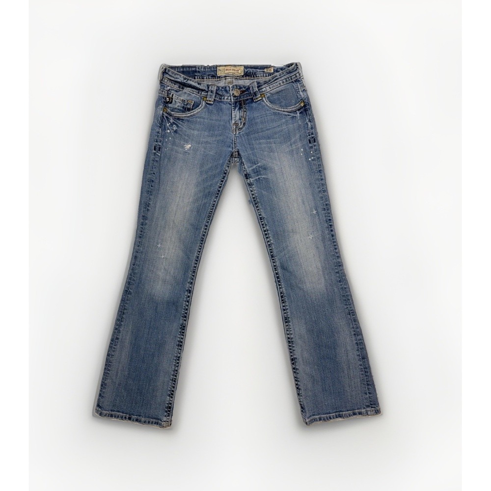 MEK Denim Oaxaca Jeans Mens 28x32 Blue Good Distressed Thick Stitch Straight USA